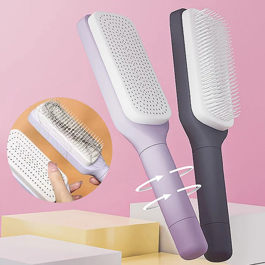 Self Cleaning Hairbrush Women Hair Brush One-Key Cleaning Hair 